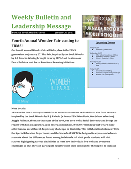 Weekly Bulletin and Leadership Message