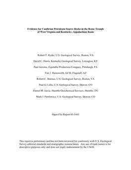 Evidence for Cambrian Petroleum Source Rocks in the Rome Trough of West Virginia and Kentucky, Appalachian Basin