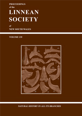 PROCEEDINGS of the LINNEAN SOCIETY of NEW SOUTH WALES