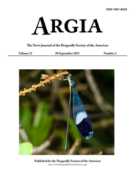 Argia the News Journal of the Dragonfly Society of The