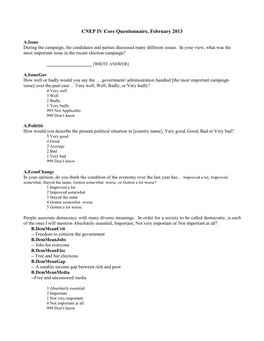 CNEP IV Core Questionnaire, February 2013