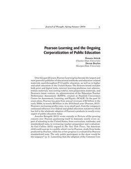 Pearson Learning and the Ongoing Corporatization of Public Education