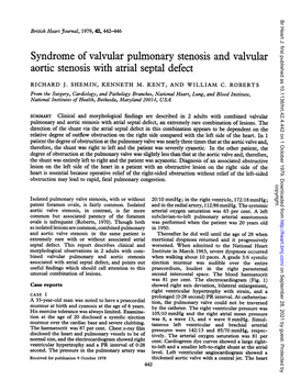 Aortic Stenosis with Atrial Septal Defect