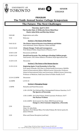 The Fifth Annual Senior Scholars' Symposium