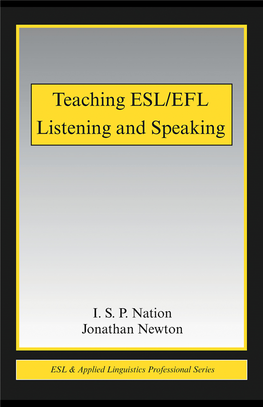 Teaching ESL/EFL Listening and Speaking