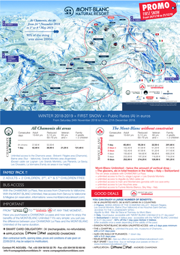 WINTER 2018-2019 « FIRST SNOW » - Public Rates (A) in Euros from Saturday 24Th November 2018 to Friday 21Th December 2018