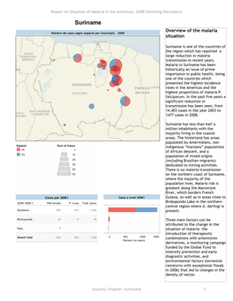 Suriname Overview of the Malaria Número De Casos Según Especie Por Municipio