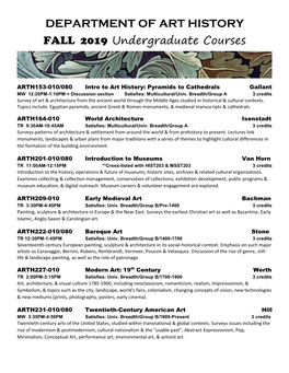 Cademic Year 2019-2020 Course Schedules