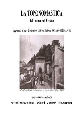 LA TOPONOMASTICA Del Comune Di Cesena