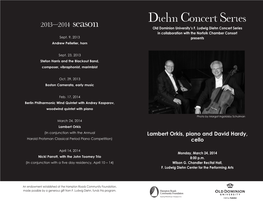 F. Ludwig Diehn Concert Series: Lambert Orkis, Piano and David Hardy, Cello