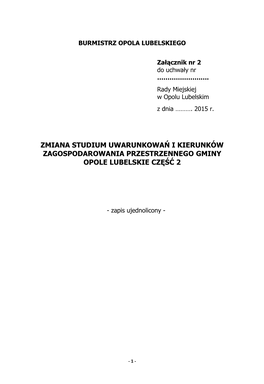 Zmiana Studium Uwarunkowań I Kierunków Zagospodarowania Przestrzennego Gminy Opole Lubelskie Część 2