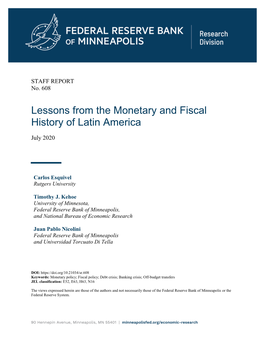 Lessons from the Monetary and Fiscal History of Latin America