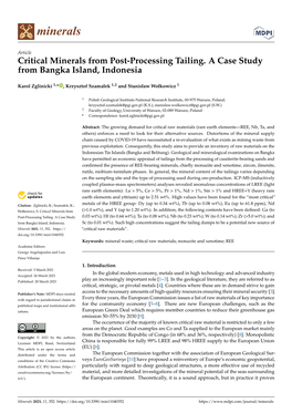 Critical Minerals from Post-Processing Tailing. a Case Study from Bangka Island, Indonesia