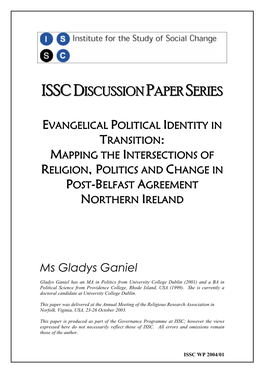 Evangelical Political Identity in Transition: Mapping the Intersections of Religion, Politics and Change in Post-Belfast Agreement Northern Ireland