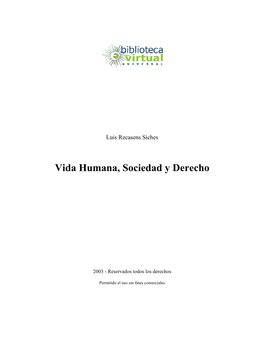 Vida Humana, Sociedad Y Derecho