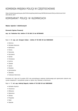 Komenda Miejska Policji W Częstochowie