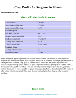 Crop Profile for Sorghum in Illinois
