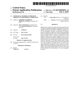 (12) Patent Application Publication (10) Pub. No.: US 2015/0038552 A1 Rothenberg Et Al