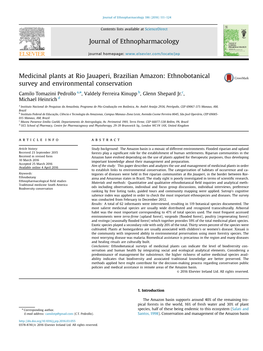 Medicinal Plants at Rio Jauaperi, Brazilian Amazon Ethnobotanical Survey and Environmental Conservation