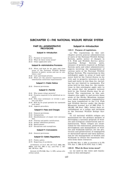 Subchapter C—The National Wildlife Refuge System