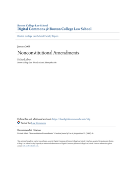 Nonconstitutional Amendments Richard Albert Boston College Law School, Richard.Albert@Bc.Edu