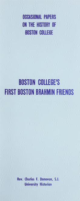 Boston College's First Boston Brahmin Friends