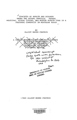 Herbal Medicine, Ritual Curing, and Modern Health Care in a Pastoral Community in Northern Kenya
