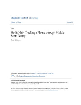 Tracking a Phrase Through Middle Scots Poetry David Parkinson