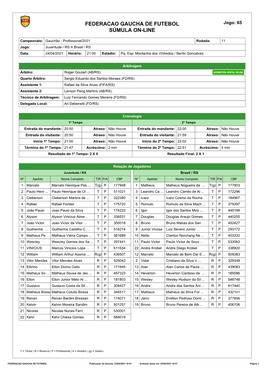 Federacao Gaucha De Futebol Súmula On-Line