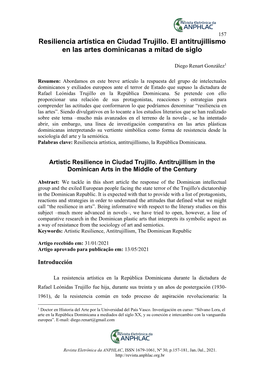 Resiliencia Artística En Ciudad Trujillo. El Antitrujillismo En Las Artes Dominicanas a Mitad De Siglo