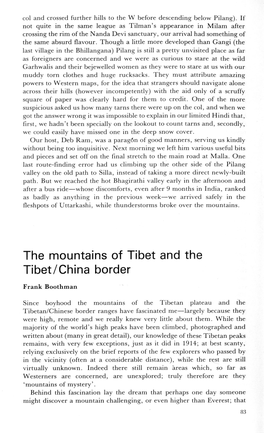 The Mountains of Tibet and the Tibet/China Border