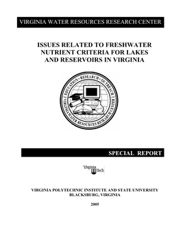 Issues Related to Freshwater Nutrient Criteria for Lakes and Reservoirs in Virginia