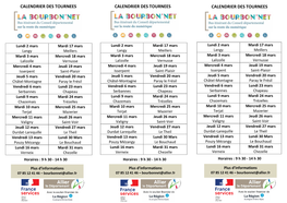 Calendrier Des Tournees Calendrier Des Tournees Calendrier Des Tournees