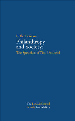 Philanthropy and Society: the Speeches of Tim Brodhead