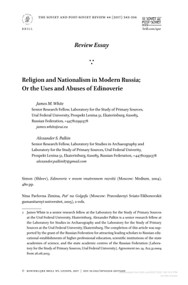 Review Essay Religion and Nationalism in Modern Russia