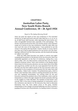Australian Labor Party, New South Wales Branch Annual Conference, 18 – 26 April 1924