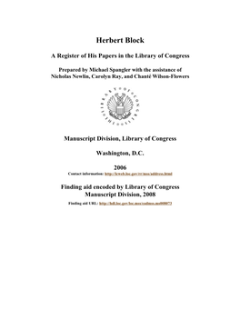 Herbert Block Papers [Finding Aid]. Library of Congress. [PDF Rendered