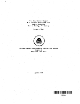 Five-Year Review Report, A.O. Polymer Superfund Site, Sparta Township, Essex County, New Jersey