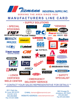 Manufacturers Line Card Manu