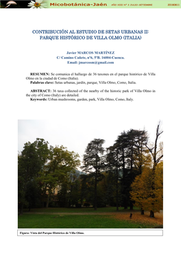 Contribución Al Estudio De Setas Urbanas Ii: Parque Histórico De Villa Olmo (Italia)