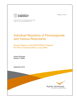 Individual Reactions of Permanganate and Various Reductants