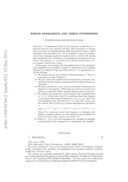 Wedge Operations and Torus Symmetries