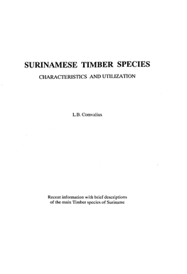Surinamese Timber Species Characteristics and Utilization