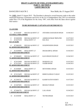 Col Dir CW-2 DRAFT GAZETTE of INDIA