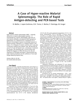 A Case of Hyper-Reactive Malarial Splenomegaly. the Role of Rapid Antigen-Detecting and PCR-Based Tests