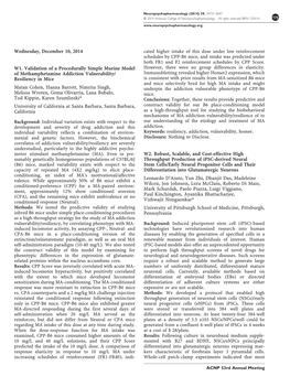 Poster Session Iiiwednesday, December 10, 2014