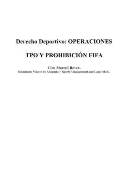 Derecho Deportivo: OPERACIONES TPO Y PROHIBICIÓN FIFA