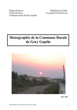 Monographie De La Commune Rurale De Gory Gopéla