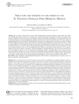 Structure and Diversity of Oak Forests in the El Tepozteco National Park (Morelos, Mexico)