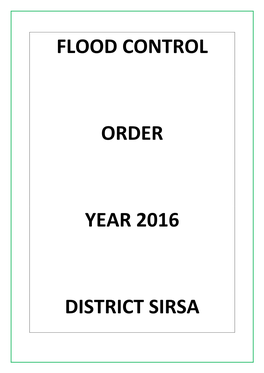 Flood Control Order Year 2016 District Sirsa